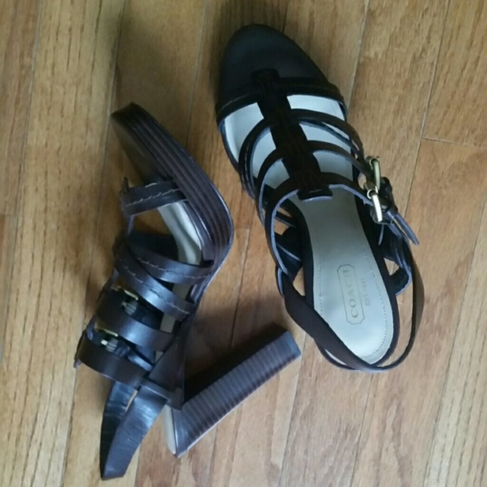 COACH WOMEN Shoes High Heel Strap brown Sandal 9 - Picture 4 of 6